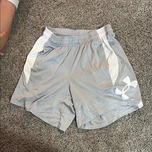 Under Armour Gray and White Athletic Shorts